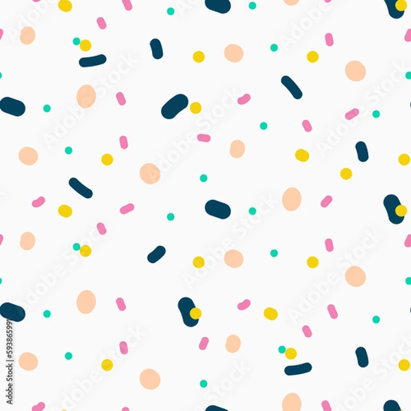 Fototapeta Colorful abstract confetti chaotic dots seamless pattern background.