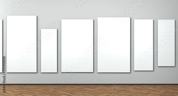 Fototapeta Photo of a blank wall with empty posters ready for your artwork or message