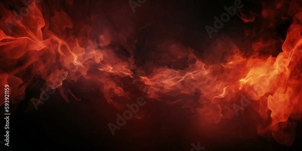 Fototapeta Black fiery red abstract background. Fire background with space for design, banner. Flame and smoke. Armageddon, apocalypse, spooky, halloween, inferno, hell, evil concept. Generative AI