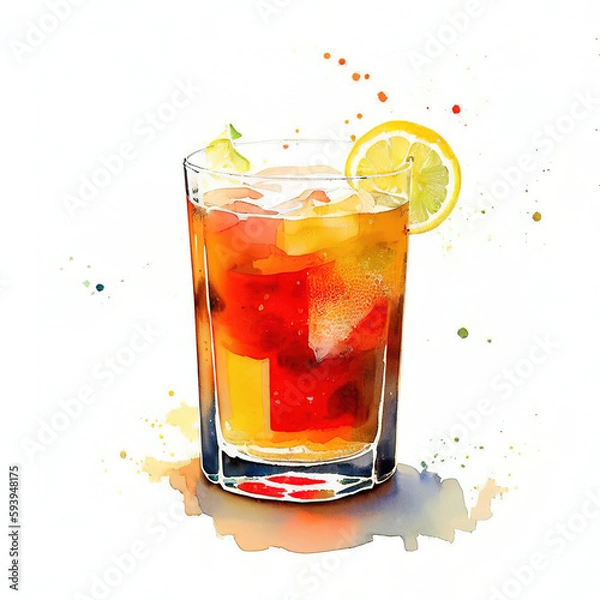 Fototapeta Classic alcohol cocktail glasses. Flat illustration style. Generative ai