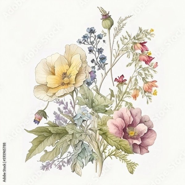 Obraz Flower Illustration on a White Background (ai generated)