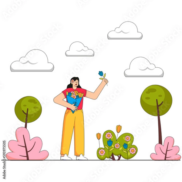 Obraz Picking Flowers Illustration