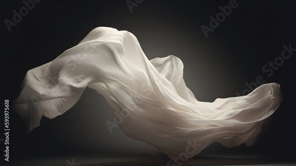 Fototapeta tissu blanc en mouvement, généré par IA