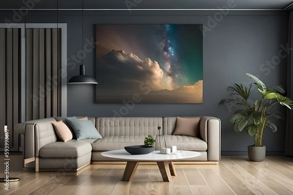 Fototapeta Mock up poster frame in modern interior