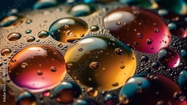 Obraz Close-up Of Raindrops On Glass. Generative ai