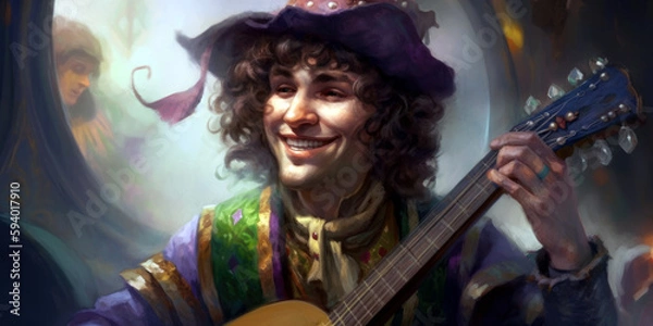 Obraz fantasy nimble halfling bard, dnd character concept, generative ai