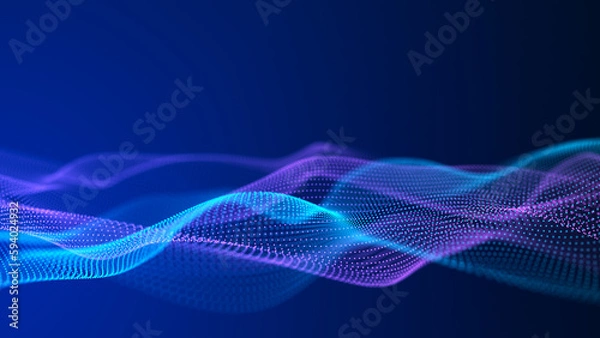 Fototapeta Abstract wave of musical sounds. Smooth information transfer. 3D rendering.