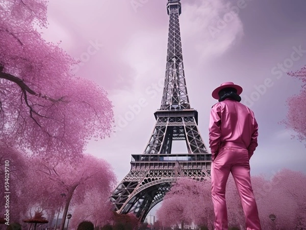 Obraz michael jackson in paris in front of the eifeltower