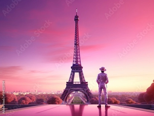 Obraz Michael Jackson in paris with eifeltower