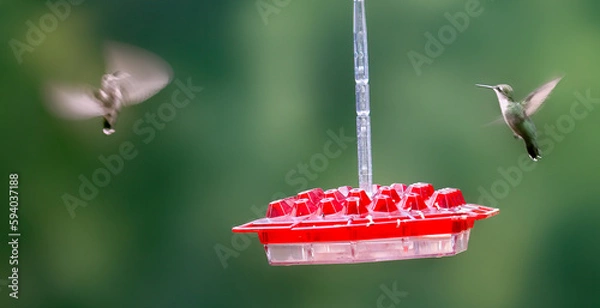 Obraz Hummingbirds in flight near feeder