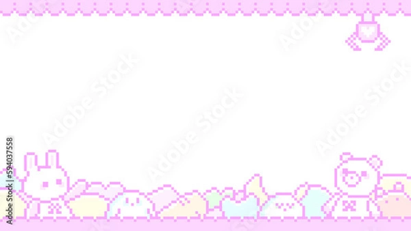 Fototapeta ピクセルアートなクレーンゲームのフレーム♡PNG