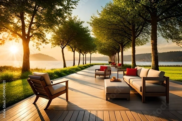 Obraz Stühle im Garten