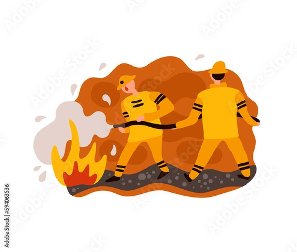 Fototapeta Firefighter Flat Composition