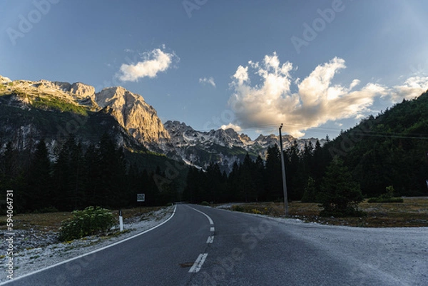 Fototapeta Valbona Valley, sunset druing Srping
