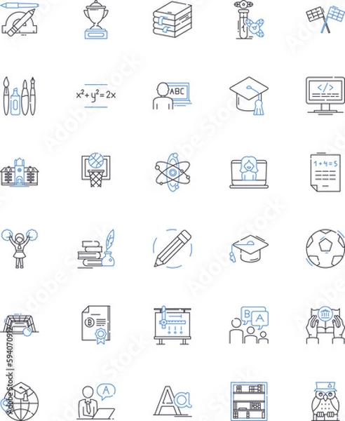 Fototapeta Academy line icons collection. Learning, Education, Institution, Excellence, Scholarship, Training, Knowledge vector and linear illustration. Expertise,Curriculum,Achievement outline signs set