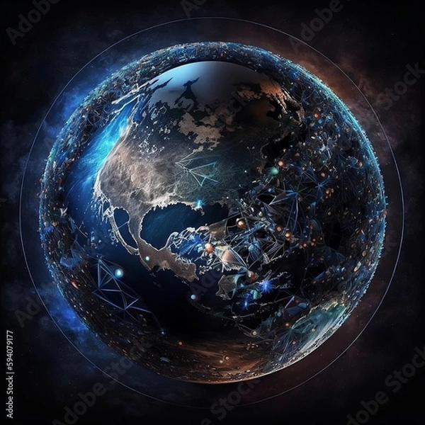 Fototapeta Planet earth connected, Generative AI
