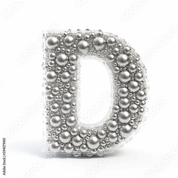 Fototapeta Letter D made with bubbles, Generative AI