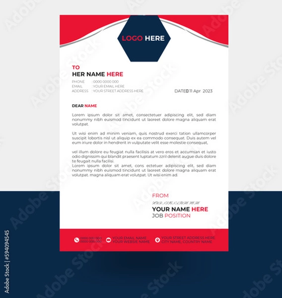 Fototapeta Business Letterhead template in Abstract style design vector with illustrator. 

