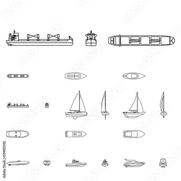 Fototapeta Vector vehicles - 6 Vector boats