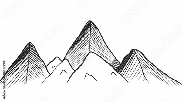 Fototapeta Minimalist drawing of mountain range