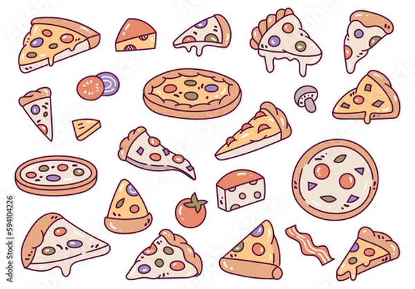 Obraz hand drawn pizza doodle icon