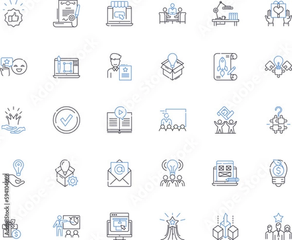 Obraz Branding line icons collection. Identity, Logo, Reputation, Image, Awareness, Differentiation, Positioning vector and linear illustration. Consistency,Trust,Perception outline signs set