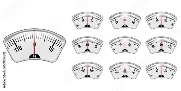 Obraz realistic bathroom scale for weighing machine isolated - 