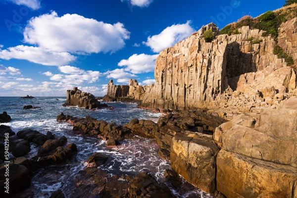 Obraz 東尋坊の岩と波