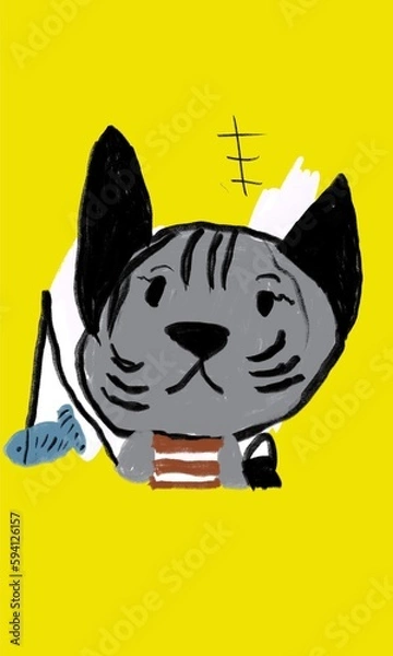 Obraz cat with a fish