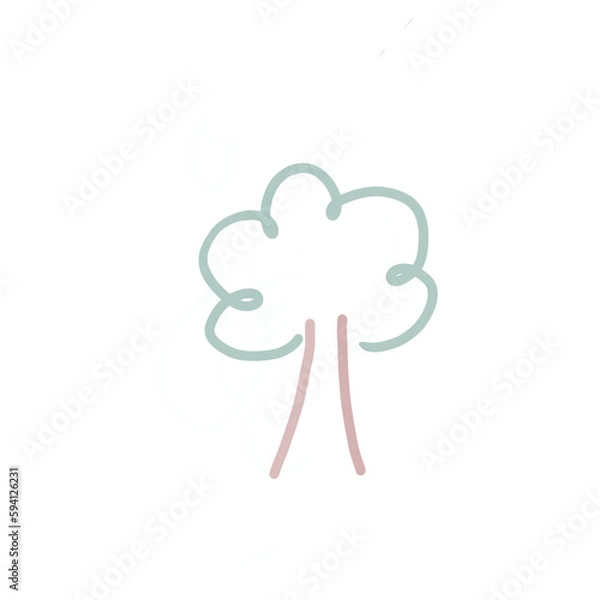 Obraz Tree sketch hand drawing, Illustration digital art.