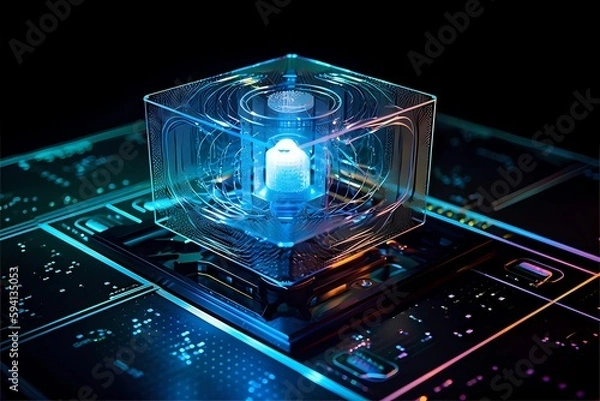 Fototapeta Organic sound wave Quantum computer