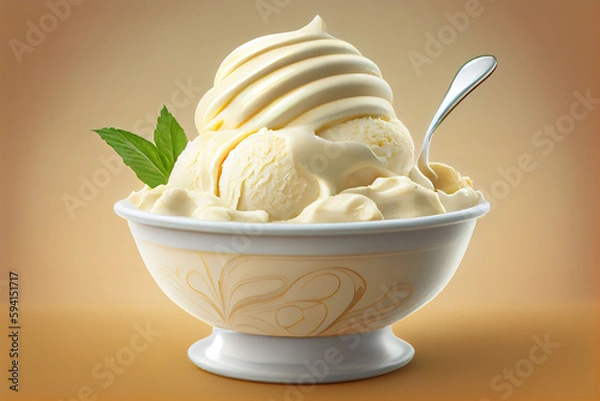 Fototapeta homemade vanilla and banana ice cream. Generative Ai
