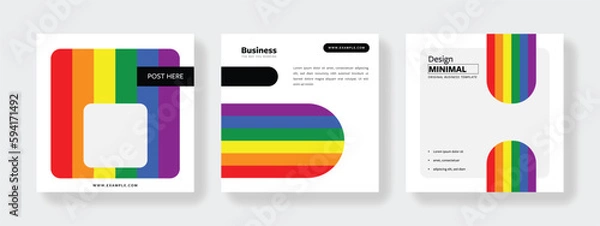 Obraz LGBTI+ community templates, minimalistic social media posts, lesbian, gay, bisexual, transgender, intersex, coloured gradient background, vector, sex orientation, gender identity, thematic template