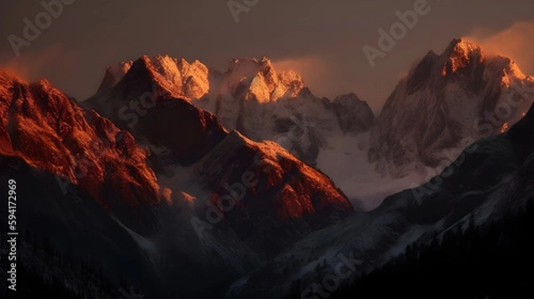 Obraz sunset over the mountains