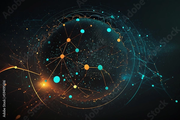Fototapeta Big data visualization and digital earth in future by generative AI.