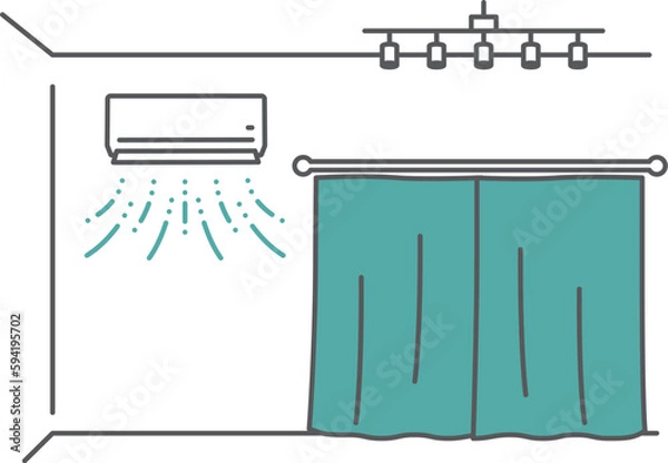 Obraz カーテンを閉めて室内温度を下げエアコン付ける（夏の省エネ対策）