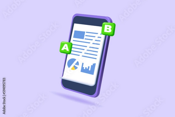 Obraz A-B comparison. Split testing 3d realistic vector illustration.