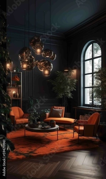 Fototapeta luxurious interior design house with marble. Generative AI