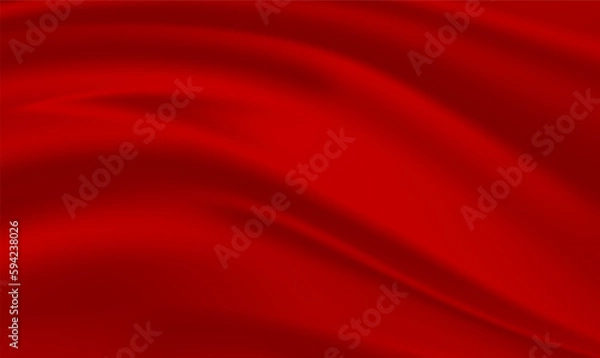 Fototapeta Red satin or silk fabric textile as background.Abstract vector background luxury red silk or satin texture.Red cloth or liquid wave or wavy folds of grunge silk. Red luxurious background. Vector EPS10