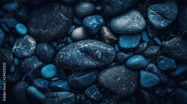 Obraz Blue stone background. Toned rock texture. Close-up. Dark blue grunge background with copy space for your design