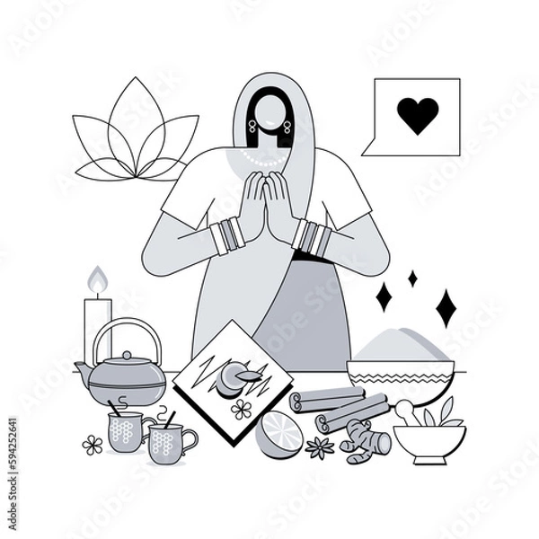 Fototapeta Ayurvedic diet abstract concept vector illustration.