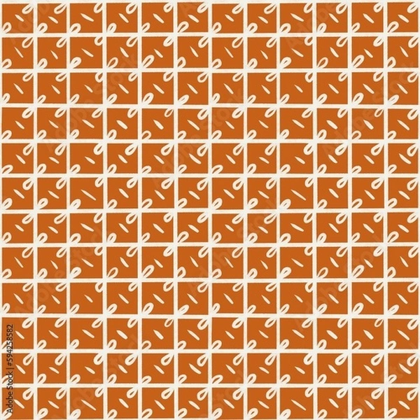 Fototapeta White squares of lines on an orange background