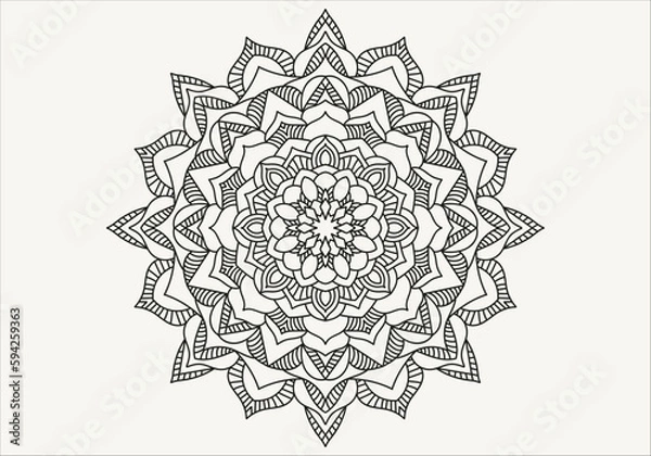 Fototapeta Circular pattern in form of mandala with flower for Henna, Mehndi, tattoo, decoration. Decorative ornament in ethnic oriental style. Outline doodle hand draw vector illustration.