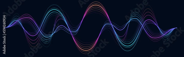 Fototapeta Audio soundwave. Colorful music pulse oscillation. Glowing impulse pattern