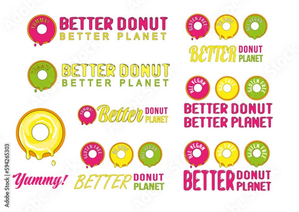 Obraz set of vector modern donuts logos