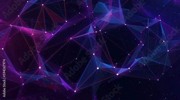 Obraz Fractal and Geometrical Light Background with Synaptic Connections. Generative  AI 