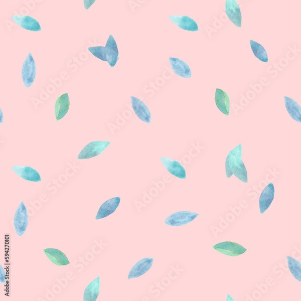Obraz A simple light coral pattern with watercolor leaves