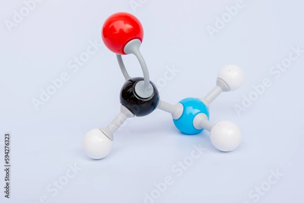 Obraz Mathanamide molecular structure isolated on white background. Chemical formula is HCONH2, Chemistry molecule model for education on white background