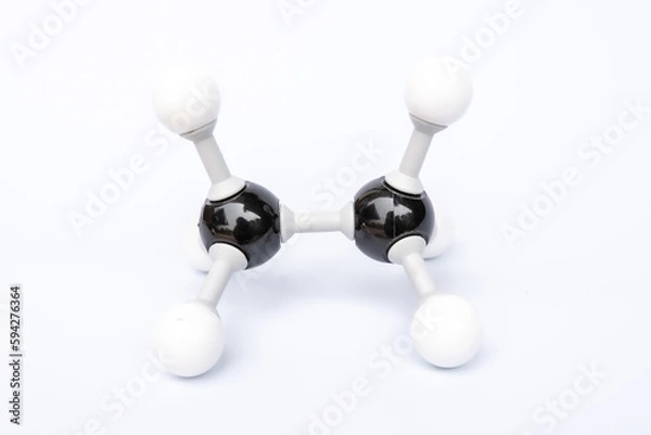 Obraz Ethane molecular structure isolated on white background. Chemical formula is C2H6 Chemistry molecule model for education on white background
