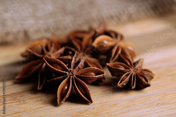 Obraz Star anise on wooden background